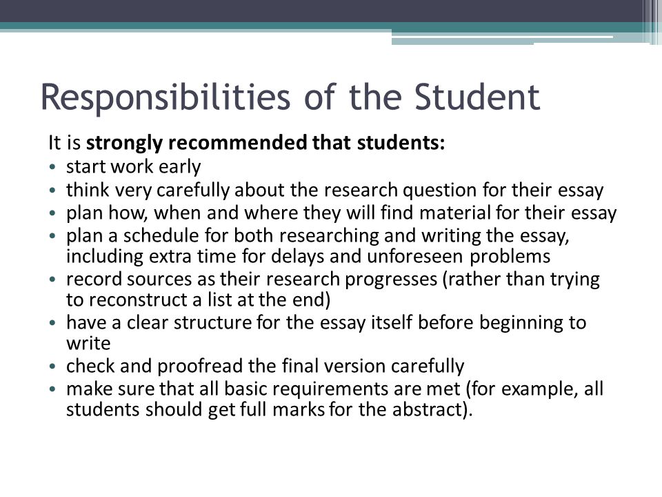 Responsibility essays for students